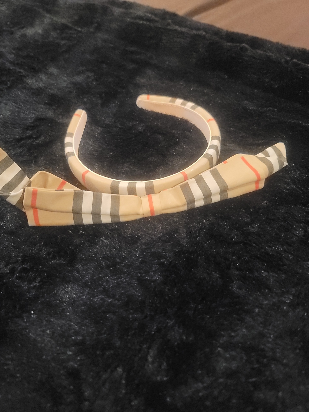 Beige Striped Bow Headband - Women Accessories